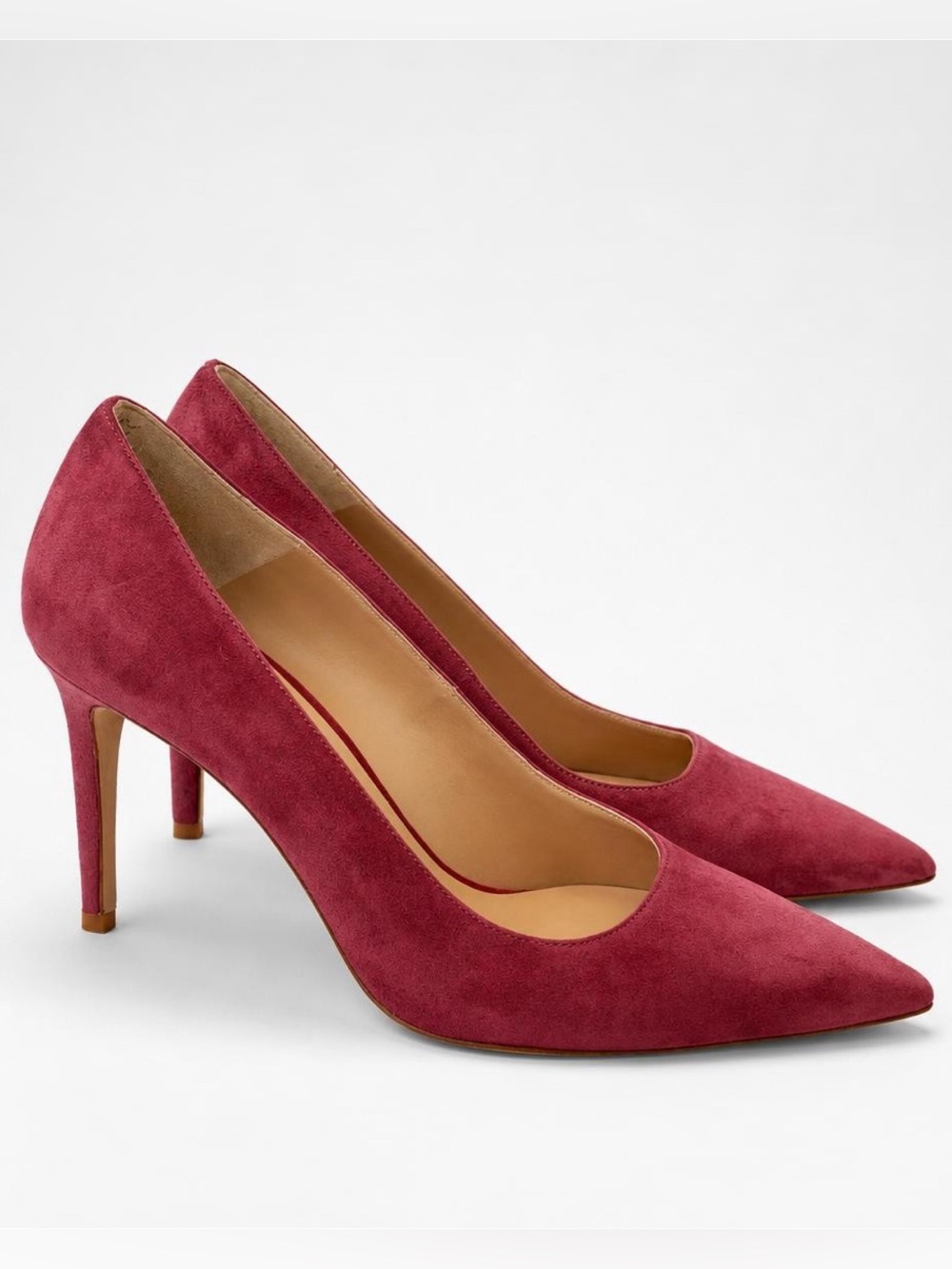 Stuart Weitzman Suede Pointed-Toe Pumps, Dusty Rose, 8b, like new